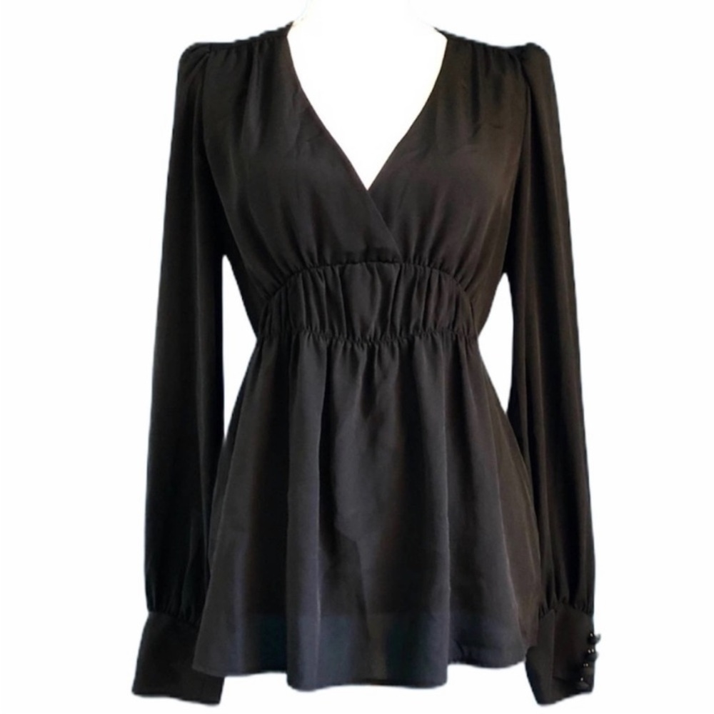 Benetton black long sleeve blouse